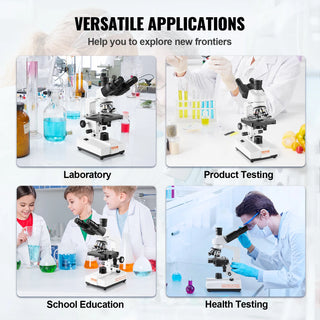 Compound Trinocular Microscope 40X-2500/40X-5000X Magnification Lab Microscope with LED Illumination & External Interface