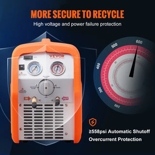 1HP Refrigerant Recovery Machine Dual Cylinder Portable with High Pressure Protection for Refrigerant Car Air Conditioning