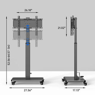 Mobile TV Cart, Rolling TV Stand for 42-75inch TVs with 90 Rotating,Height Adjustable TV Stand with Wheels Max VESA 600x500mm