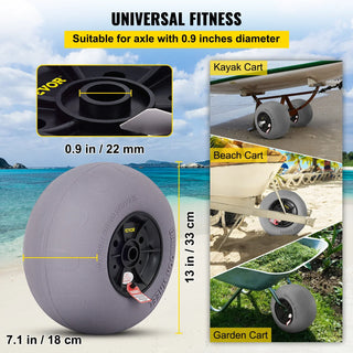 Beach Balloon Wheels 13" Replacement Sand Tires TPU Cart Tires for Kayak Dolly Canoe and Buggy w/ Free Air Pump 2-Pack