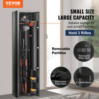 3 Gun Safe,Gun Security Cabinet w/Lock & Digital Keypad, Quick Access Gun Storage Cabinet with Removable Shelf,Pistol Rack