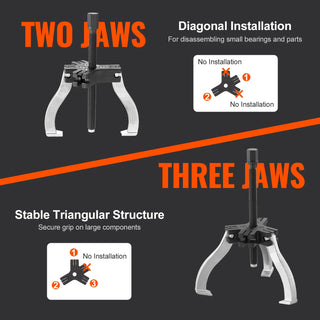 Gear Puller Set 3" and 7" Puller Kit 3 Jaw Gear  2 or 3 Reversible Jaws Wheel Puller 2-Piece