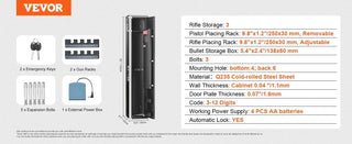 Rifles Gun Safe Rifle Safe W/ Fingerprint & Digital Keypad Lock Removable Gun Storage Cabinet W/ Built-in Storage Locker