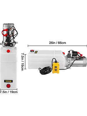 Lifting Jack Hydraulic Pump Power Unit 4L/ 6L/8L Plastic Tank Quick Start Oil Flow Single Acting For Dump Trucks Trailer