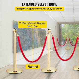 Crowd Control Stanchion Set Queue Red Velvet Rope Crowd Control Line Barriers Stable Gold Stanchion Set for Party Supplies