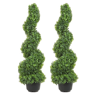 1/2pcs Artificial Boxwood Tower Topiary Spiral Artificial Plant 24/36/48in high Decorative Plants Green Plastic PE Tree