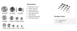 CJ0618 Precise Mini Lathe Replacement Gears T20-T80 9/17/18/27Pcs/Set Metal Exchange Gear Strong and Durable Machine Parts
