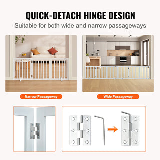 Free Standing Dog Gate Freestanding Pet Gate 3 Panels Foldable Dog Gate for Narrow Passageways Expandable Dog Barrier