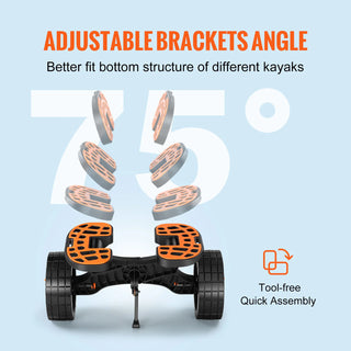 320lbs Kayak Cart Detachable Canoe Trolley Cart with 10'' Solid Tires Adjustable Brackets for Paddleboards Float Mats Boat