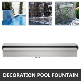 Waterfall Pool Fountain Stainless Steel W/ Pipe Connector Spillway Garden Outdoor Pond Rectangular Swimming Pool Fountain