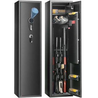 Rifles Gun Safe Rifle Safe W/ Fingerprint & Digital Keypad Lock Removable Gun Storage Cabinet W/ Built-in Storage Locker