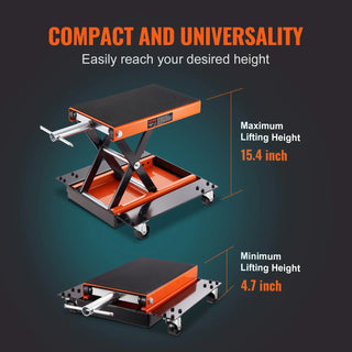 Motorcycle Lift,1100LBS Motorcycle Lift ATV Scissor Lift Jack w/ Dolly & Hand Crank,Center Hoist Crank Stand w/ Wide Deck