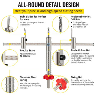 40-300mm Adjustable Steel Hole Saw Cutter Kit w/ Shield Hole Cutter Drill Bit DIY Tool for Sheetrock Veneer Slate