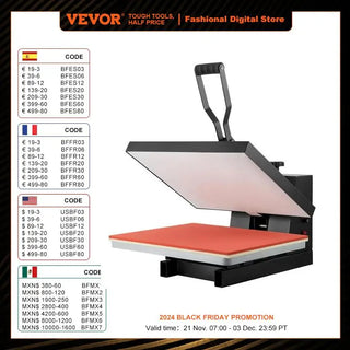 Heat Press Machine 15" x 15"  / 16" x 20" / 16" x 24" Sublimation Printer Manual Clamshell Transfer on DIY T-shirt Pillow