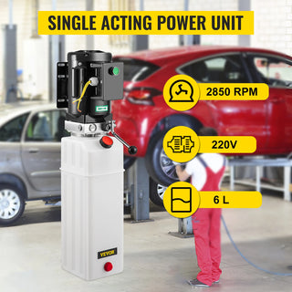 220V Hydraulic Pump 3HP Two and Four Post with 6L White Plastic Reservoir Power Unit Low Noise Fit for Car Lift Auto Hoist