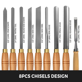 Woodworking Lathe Chisel Set 8/12 Piece Set Lathe Chisel HSS Steel Blades Wood Turning Tools Wooden Case for Storage