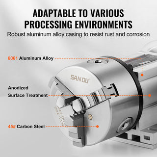 Dividing Head K11-100mm 3-Jaw Chuck 2.6"/65 mm Center Height MT2 Tailstock 6:1 Gear Ratio Universal for Milling Engraving
