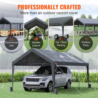 Carport 10x20ft Heavy Duty Car Canopy Garage with 8 Reinforced Poles and 4 Weight Bags UV Resistant Waterproof Tarp