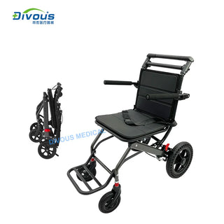 Airplane Use Plane Chair Foldable Manual Lightweight Aluminum Chair Wheel Travel Transport Chair Ultralight Disabled Elderly