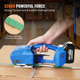 Automatic Electric Strapping Machine Portable Powered Banding Tool for 0.35"-0.63" PP PET Straps Packaging Box Pallet