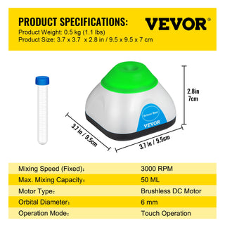 Lab Mini Vortex Mixer 3000/6000 RPM Fixed Speed Shaker 50ML Laboratory Equipment Use for Test Tube Tattoo Ink Nail Polish