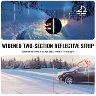 Driveway Markers Orange Fiberglass Reflective Poles Easy Visibility Snow Stakes Safty Stand Poles for Parking Lots Walkway