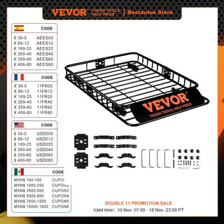 Roof Rack Cargo Basket 46"x36"x4.5" / 51"x36"x5" Rooftop Cargo Carrier Heavy-Duty 200 LBS Capacity for SUV Truck Vehicle