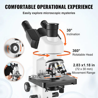 Compound Trinocular Microscope 40X-2500/40X-5000X Magnification Lab Microscope with LED Illumination & External Interface