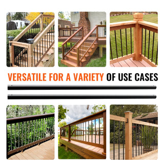 Staircase Metal Balusters,  Classic Hollow Deck Railing Satin Black Powder Coated for Porch