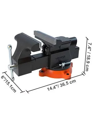 Bench Vise 4.5" 6" 6.5" Multipurpose with Swivel Base & Anvil Heavy Duty Cast Iron for Drilling, Conduit Cutting, Sanding