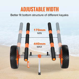 450lbs Load Capacity Detachable Canoe Trolley Cart with 12'' Solid Tires for Kayaks Paddleboards Float Mats Jon Boats