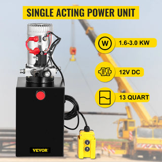 Lifting Jack Hydraulic Pump Single Acting Power Unit 12V DC 4-20 Quart Dump Trailer Powerplant Crane for Truck Car