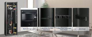 Rifles Gun Safe Rifle Safe W/ Fingerprint & Digital Keypad Lock Removable Gun Storage Cabinet W/ Built-in Storage Locker