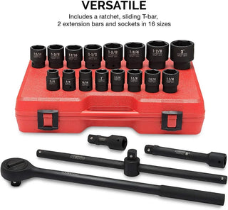 2024 NEW Drive Jumbo Master Impact Socket Set, SAE and Metric Shallow-Socket Tool Set, SAE