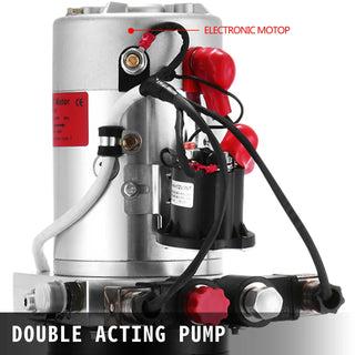 12V DC Double Acting Hydraulic Pump 8 Quart Steel Reservoir Hydraulic Pump Unit for Dump Trailers Car Lift