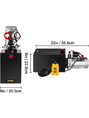 Lifting Jack Hydraulic Pump Single Acting Power Unit 12V DC 4-20 Quart Dump Trailer Powerplant Crane for Truck Car