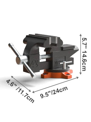 Bench Vise 4.5" 6" 6.5" Multipurpose with Swivel Base & Anvil Heavy Duty Cast Iron for Drilling, Conduit Cutting, Sanding