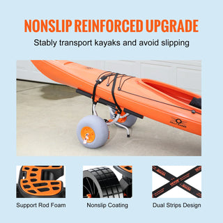 350lbs Kayak Trailer Cart Foldable Canoe Trolley Cart with 12'' Tires for Paddle Boards Float Mats Jon Boats Transport