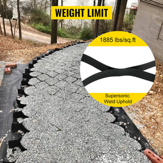 Ground Grid Paver Geocell Grid 2 in/3 in Thick Geo Grid Black 27 x 4ft /25 x 9.5ft HDPE Material for Gravel Home & Garden