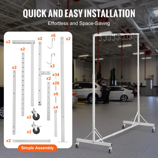 66 lbs Painting Drying Rack 5 ft-7 ft Adjustable Height Automotive Paint Auto Body Stand for Auto Repair Shops