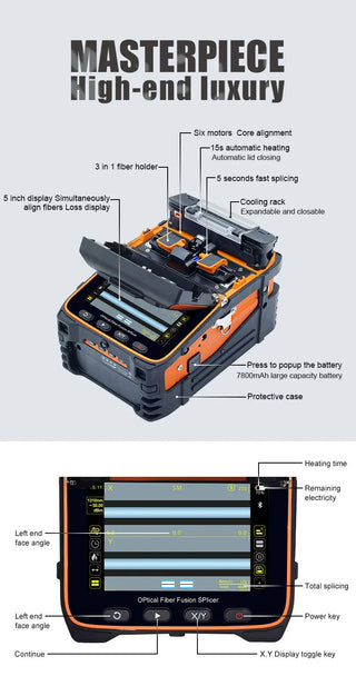 AI-10A AI-9 AI-6A AI-6C AI-6C+  Optial Fiber Fusion splicer Machine SM & MM With VFL OPM 5S Splicing Machine 6 Motors