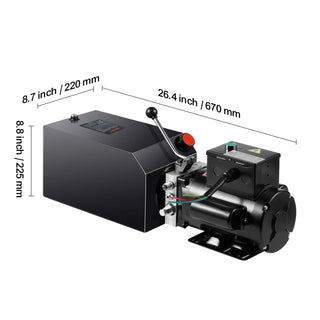 Hydraulic Pump AC 220V Single-Acting 1.7 GPM Flow Rate 3200 PSI Max Relief Pressure for Dump Trailer Car Lifting