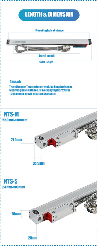 New SNS-2V 2 Axis DRO Digital Readout AC110V/220V Display and 2 Pieces 0-1000mm Linear Scale Encoder For Milling Lathe Machine