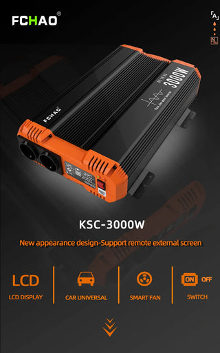 FCHAO Pure Sine Wave Inverter 12V 24V 48V To 220V 230V LCD Display Auto Accessories Power Converter For Home Camping  And RV