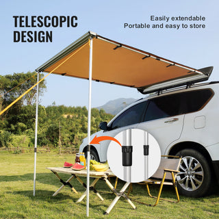 Car Side Awning 4.6"x6.6" Shade Coverage Vehicle Awning PU3000mm UV50+ Retractable Car Awning for Truck/SUV/Van/Campers