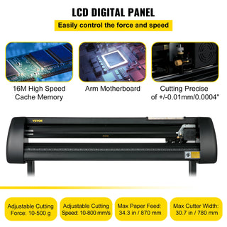 34Inch Vinyl Cutter Plotter 780mm Cutting Width Sign Printer Machine Label Maker LCD Display Signmaster Software