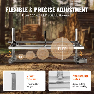 14"-36" Chainsaw Mill Sawmill Guide Bar Chain Saw Planking Mill with 0.2"-11.81" Cutting Thickness for Builders Woodworker