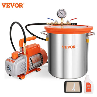 Vacuum Pump Chamber Kit&3.5CFM 3GAL/5GAL Tempered Glass Lid Vacuum Degassing Chamber Kit for Stabilizing Wood, DIY Epoxies