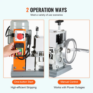 Automatic Wire Stripping Machine, 0.06''-1.42'' Electric Motorized Cable Stripper, 370W, 88 ft/min,w/An Extra Manual Crank