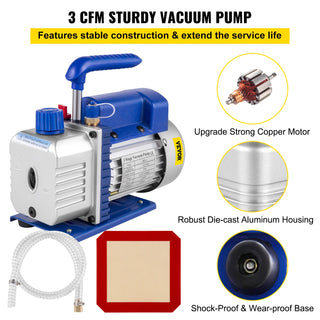 3CFM 4CFM Refrigerant Vacuum Pump W/ 1.5-5Gallon Vacuum Chamber Degassing for Household Air Conditioning, Auto Maintenance